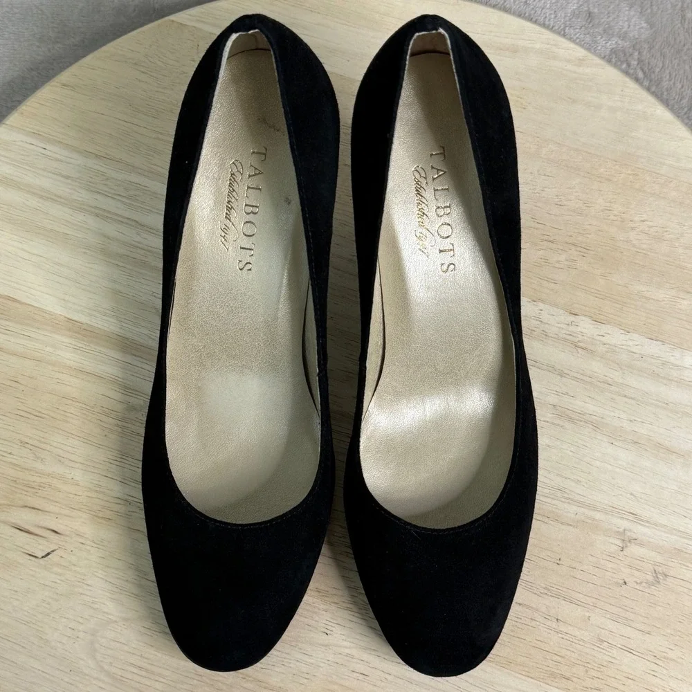 Talbots Womens‎ Black Suede Almond Toe Stiletto Pumps Heels Size 6B